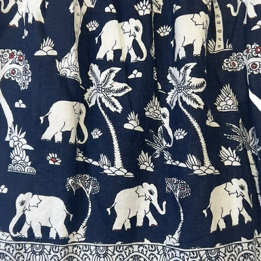 Loft linen blend  Elephant Print Skirt mp - Picture 2 of 16